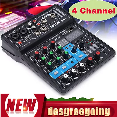 Digital Mixer Mixing Amplifier USB 4 Channel Powered Bluetooth Studio Mixer NEW • $46.55