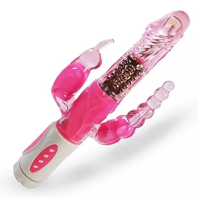 Double Rabbit Vibrator G-Spot Dildo Clit Anal Beads Wand Clitoral Adult Sexy Toy • $28.50