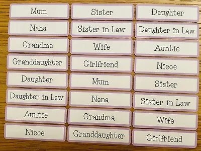 12x Lilac Female Relative Card Toppers Banners Sentiments Mum Sister Nana Wife • £2.69