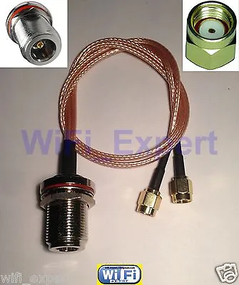 N Female To Y Type 2X RP-SMA Male Splitter Combiner Cable Pigtail RG316 4-20  • $8.99