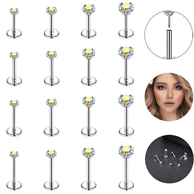 16Pcs/Set Surgical Steel Labret Stud CZ Labret Lip Piercing Ear Piercing 18g/20g • $16.22