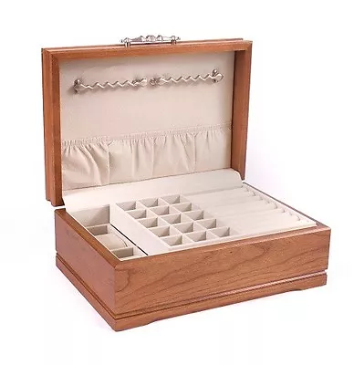 Sophistication Jewelry Box Case Chest English Walnut Finish Solid Cherry Wood • $279.95