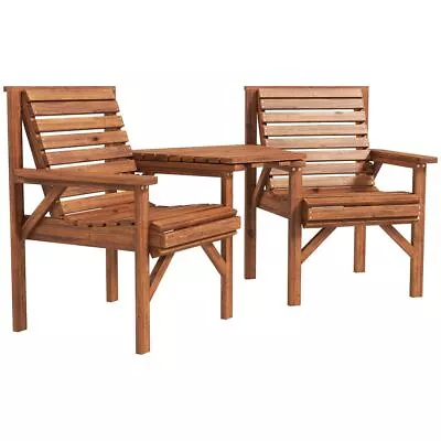 2 Person Wooden Garden Bench Love Seat & Table Garden Furniture • £159.17