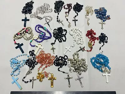 Collection Lot Variety Nice Most Vintage Religious Rosaries.. Glass Plastic - O5 • $179.99