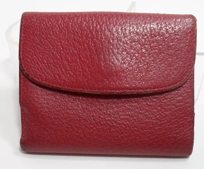 $20 • Buy Vintage GUCCI Red Leather Belt Motif Bi-fold Wallet