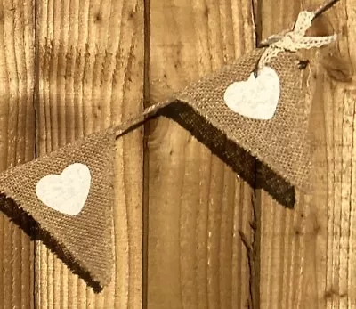 £7 • Buy Hessian Bunting White Heart Lace Rustic Wedding Event Shabby Chic Pretty Decor