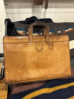 Vintage Hartmann Belting Tan Leather Retractable Handle Portfolio Briefcase • $110