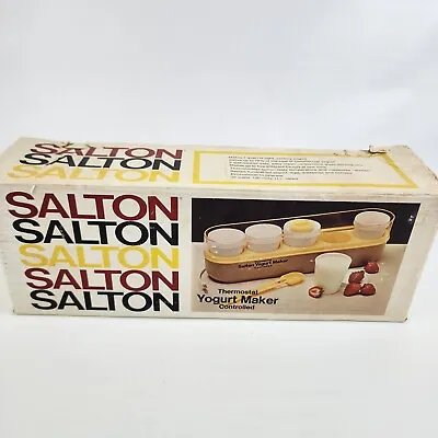 Salton 5 Milk Glass Cups Yogurt Maker Vintage GM-5 Thermostat Control Manual Box • $20.90