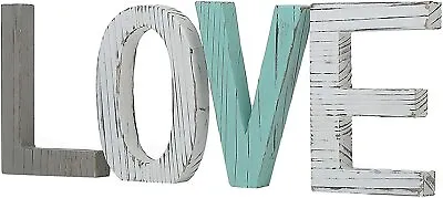 £20.59 • Buy Distressed Multi Colored Wood Block Love Sign, Decorative Wooden Cutout Letters