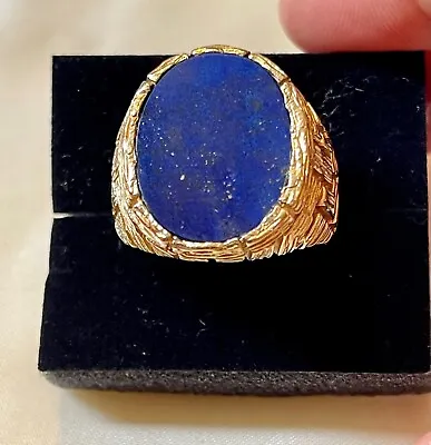 Rare Vintage Gold 14k Mens Diamond Cut  Ring Lapis Lazuli  ***19.7grams **** • $3750