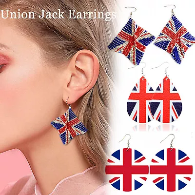 Union Jack Earrings Girls Flag Stud Earrings Fashion Jewelry Queen 2022 Party • £3.99