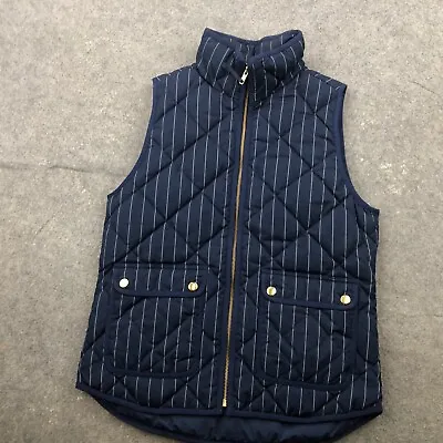 J Crew Vest Womens XS Blue Striped Quilted Sleeveless Full Zip Puffer Down • $16.72