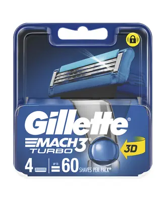 New Gillette Mach3 Turbo Blades Refill 4 Pack AU STOCK 100% ORIGINAL SEALED • $21.99