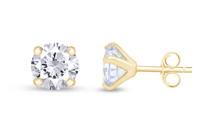 1ct Round Cut Moissanite Martini Stud Earrings 14K Solid Yellow Gold • $173.16
