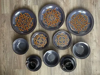 Vintage 12 Pc Dinnerware Set Ekco Stoneware MCM Mid Century Dishes BEAUTIFUL • $50