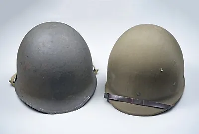 EARLY WWII U.S. M1 HELMET W/FIXED BALES FRONT SEAM & HAWLEY LINER • £1004.38