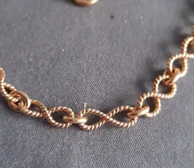 9ct Solid Rose Gold 1960's Infinity Rope Bracelet. 6.5g 18.5cm X 5mm Hallmarked • £285