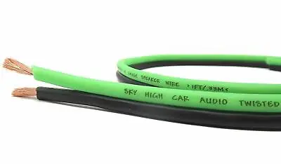 $11.99 • Buy Sky High Car Audio 12 Gauge Ofc Speaker Wire 10ft Green/black