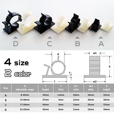 10pcs Nylon Adhesive Cable Clamp Clips Wire Cord Holder Management Organizer • £1.25