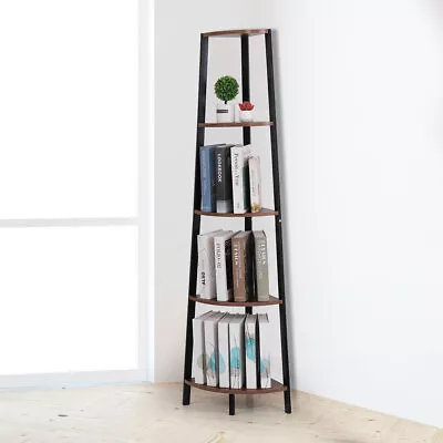 $69.99 • Buy Levede 5 Tier Corner Shelf Industrial Ladder Shelf Wooden Storage Display Rack