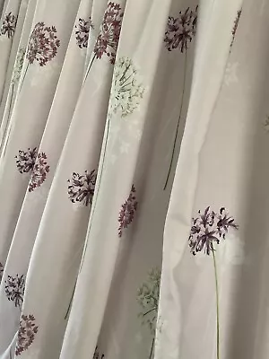 Vtg Sanderson 100% Cotton Lilac Floral Lined Pencil Pleat Curtains W60” X L 72” • £12.99