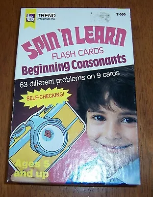 Spin 'N Learn Flash Cards Beginning Consonants Trend Ent. Vintage Complete • $7.25