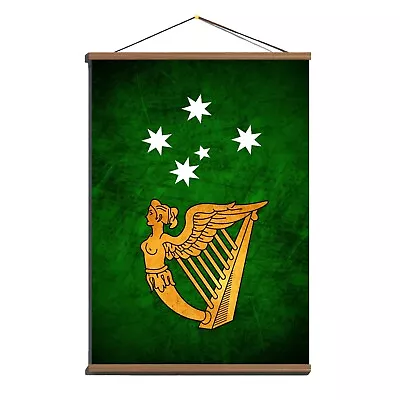 Unique Vintage Decorative Australian Irish Heritage Flag; Canvas Wooden Hanger • $49.77