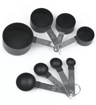 8pcs Measuring Cups And Spoons Set With Stainless Steel Handles Baking Kitchen • £7.67