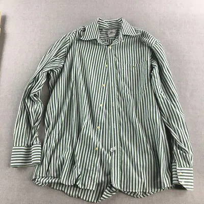 Lacoste Mens Shirt Size M Green Striped Logo Pocket Button-Up Long Sleeve • $24.48