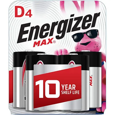 Energizer Max D Batteries Premium Alkaline 4 Ct - Exp 12-2031 • $10.99