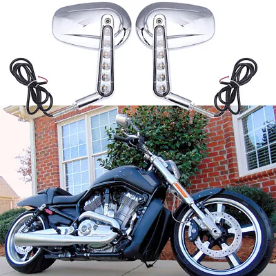 $69.58 • Buy Chrome Rearview Side Mirrors With LED Turn Signals For Harley VRSCF V-rod Muscle