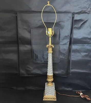 Vintage Mid-Century Hollywood Regency Style Crystal Brass Neoclassical Lamp 25 H • $100