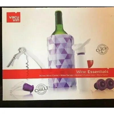 $19.98 • Buy Wine Essential Act Wine Cooler Server Corkscrew Saver Gift Set Pu Vac Vic