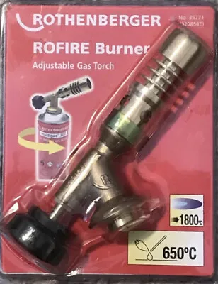 £14.99 • Buy Rothenberger Rofire Burner Adjustable Gas Torch Plumbing Cooking BBQ No35771