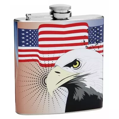 6 Oz American Flag Flask With Bald Eagle • $14.95