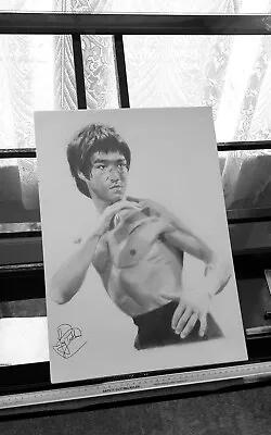 Bruce Lee Martial Arts Hand Drawn Art Print Picture Canvas Collectable A3 Gift • £20