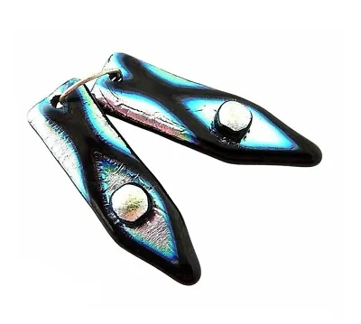 $119.99 • Buy 2 OOAK David Christensen Dichroic Cane Glass Beads Matching Bead Drops Pendants
