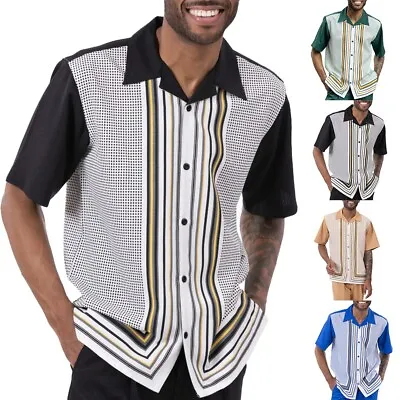 £12.55 • Buy Mens Guayabera Cuban Beach Linen Tees Casual Short Sleeve Dress Shirt Blouse Top