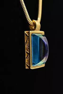 Givenchy Vintage Cabochon Necklace Brushed Gold Pendant Glass Runway RARE Bin2C • $327.99