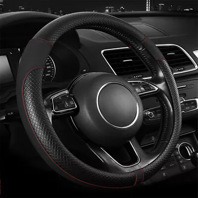 38cm 15'' Auto Car Steering Wheel Cover Black PU Leather Non Slip UniversalAU. • $13.29