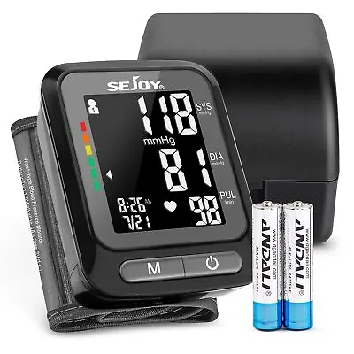 Digital Wrist Blood Pressure Monitor BP Machine Large Cuff Auto Wireless Black • $25.89