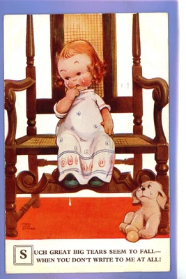 £0.99 • Buy 1942 Postcard Artist Signed Mabel Lucie Attwell Young Girl & Puppy Dog Crying