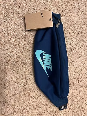 Nike Heritage 3L Waistpack Fanny Pack Blue Logo On Teal Adjustable Zip Pouch • $20