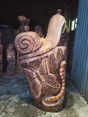 £450 • Buy Chainsaw Carving Snail Bugs Sussex Elm Wood Home Garden Rustic Sculpture Art 