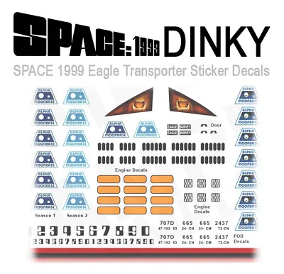 Space 1999 Eagle Transporter - Sticker Decals - Dinky Eagle - New • $15