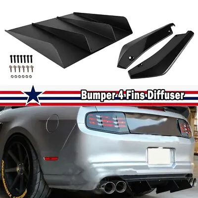 For Mustang GT Rear Bumper Diffuser 4-Fin Spoiler Lip Splitter + Rear Spats UP • $46.95