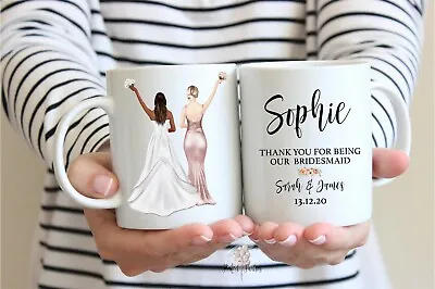 Personalised Bridesmaid Maid Of Honour Flower Girl Mug And Card Thank You Gift • £2.49