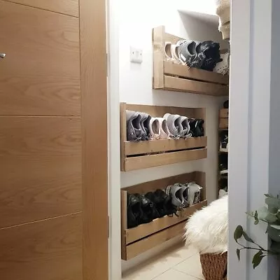 £19.99 • Buy Wall Mounted Shoe Rack - Wooden, Rustic, Shoe Rack