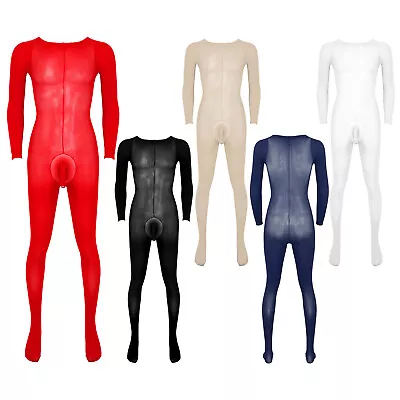 Men's See-Through Bodystocking Stretchy Nylon Tights Jumpsuit Underwear Clubwear • $11.93