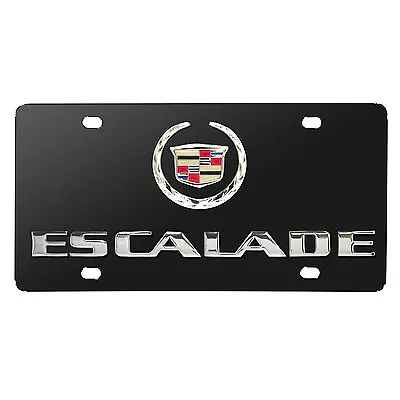 Cadillac Escalade Double 3D Logo Black Stainless Steel License Plate Made In USA • $58.99